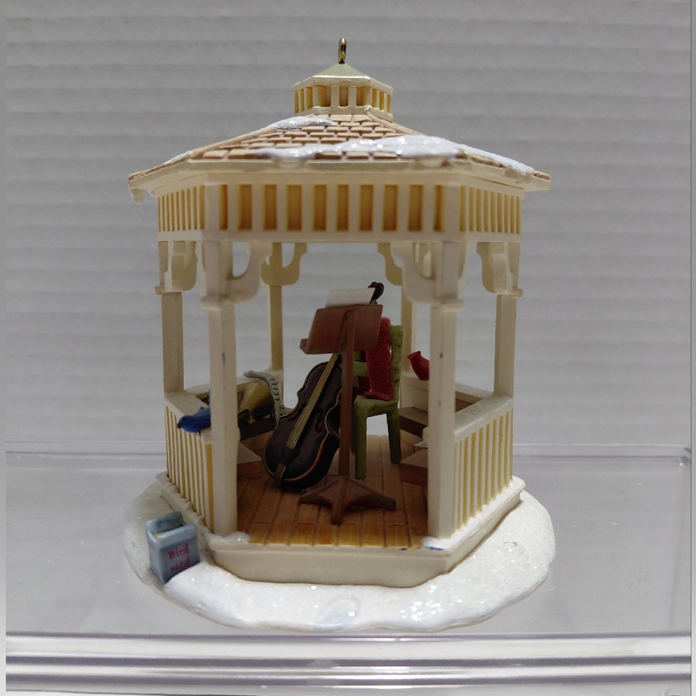 2007 Hallmark Miniature Gazebo Tree Ornament with Music Stand & Instruments.
